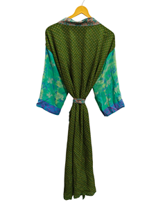 Lot of 15 Gowns Light Weight Vintage Sari Robe Soft Beach Party Gown Indian Handmade Silk <b>Kimono</b> - Product Image 3