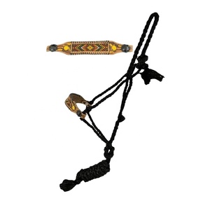 Top Quality Nylon Mule Tape <b>Halter</b> With Hand Painted & Beaded Leather Nose Top Supplier Wholesale Manufacturer in India - Product Image 1