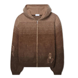 2024 llegada logotipo personalizado invierno cálido punto 100% Mohair Jacquard pulóver Mohair sudaderas con capucha para la venta en MOQ bajo - Product Image 4