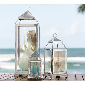 Ramadan Decoration Lanterns <b>Set</b> <b>of</b> 2 Customized Shape Metal and <b>Glass</b> Tabletop Antique Candle Lantern for Sale - Product Image 5