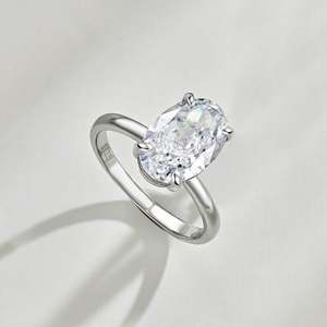 Jeulia Handmade Sterling <b>Silver</b> Oval Cut Moissanite Statement <b>Ring</b> for <b>Men</b> - Product Image 2