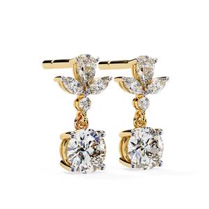 Boucles d'oreilles en diamant de laboratoire, taille marquise CVD, or massif 14 carats, diamants remplis d'or, style romantique, boucles d'oreilles pendantes, pour mariage - Product Image 4