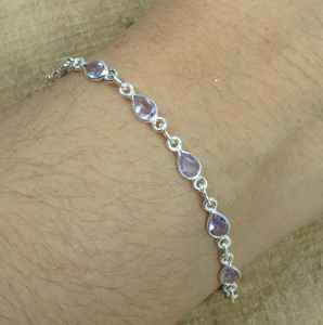 Amethyst <b>Bracelet</b> 925 Silver Adjustable Handmade Gemstone Jewelry February Birthstone Natural <b>Stone</b> <b>Bracelet</b> Gift - Product Image 5