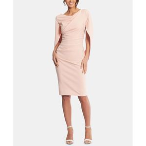 Abito a tubino con mantella da donna Betsy Adam, collo alto, XS, in crêpe, rosa naturale, confortevole, per taglie piccole, per feste serali, lunghezza al pavimento - Product Image 1