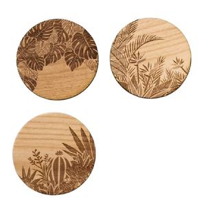 Best Quality <b>Kitchen</b> <b>Accessories</b> Round Leaf Design Wooden Coasters Square Coasters for Home Bar Hotel <b>Kitchen</b> - Product Image 1