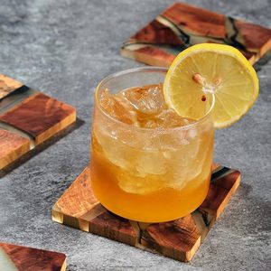 Royal Look Wood <b>Epoxy</b> Coaster Set Woven Design Square Pattern Hotel Restaurant <b>Table</b> Decorative Beaded Coaster Gifted Use Item - Product Image 2