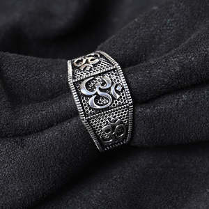 NOVAMART Fine Buy Premium 925 Pure Sterling <b>Silver</b> <b>Rings</b> for <b>Men</b> Boho Style Geometric Pattern Oval Cut Diamond Rhodium Statement - Product Image 2