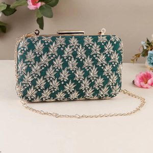 Traditional Indian Embroidered Polyester Large Clutch Bag Ladies Bridal Party Purse Handmade Waterproof Durable Exporters - Product Image 1