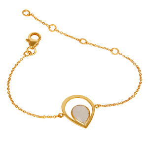 Rainbow <b>Moonstone</b> Gemstone <b>Bracelet</b> Indian 18k Gold Plated Sterling Silver Girls Chain <b>Bracelet</b> Jewelry Wholesale - Product Image 3