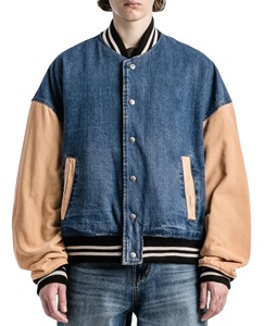 Nuevas Chaquetas de Mezclilla Personalizadas al por Mayor, 100% Algodón, Chaqueta Varsity con Letras, Tallas Grandes, Secado Rápido, Transpirable, para Hombre, Invierno - Product Image 1