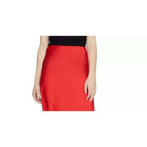Sanctuary Women's Modern Everyday Midi Skirt <b>Red</b> Small Size Satin Linen Shiny Bandage Design Pleat Ruffle Decoration <b>Sequined</b> - Product Image 2