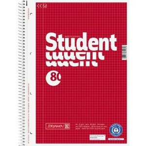 Cuaderno Cuadriculado BRUNNEN de 80 Hojas DIN A4 para Estudiantes, 70g/m², Rojo, Hecho con Materiales Reciclados - Product Image 1