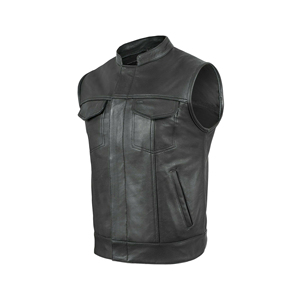Haute qualité hommes couleur personnalisée multi-poches col en v hiver chaud respirant formel vêtements d'extérieur printemps cuir gilet - Product Image 5