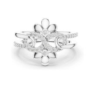Bague florale infinie en diamant de laboratoire 0,286 CT pour femme, clarté VVS-VS EF, or 18 carats, 14 carats, 10 carats et argent 925, rose - Product Image 2