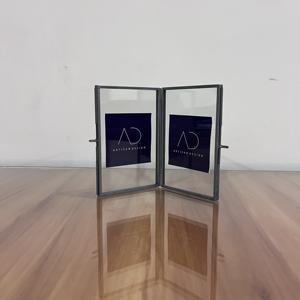 Picture <b>frame</b> Double side table top photo <b>frame</b> book design metal iron and glass with grey finish - Product Image 6