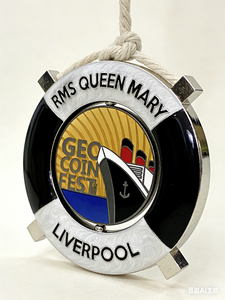 Geocoin Personalizado con Forma de Salvavidas |   Diseño Náutico Marítimo con Amarre de Cuerda |   Objeto Coleccionable de Metal para Geocaching - Product Image 5