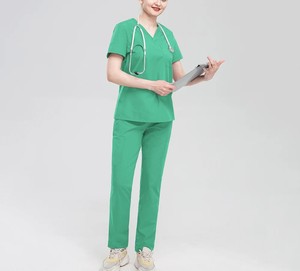 OEM Custom Women's Uniforms <b>Scrub</b> <b>Tops</b> Straight Pants Pet Clinic Nursing Workwear Sets Dental Tooth Check Stretch Nurse Uniform - Product Image 4