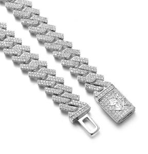 Cadena Cubana de Oro Blanco de 14 mm, Cadena Cubana de Moissanita, Acero Inoxidable 925, Colgantes y Dijes Finos - Product Image 3