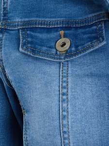 เสื้อโค้ทยีนส์กันลมสำหรับฤดูใบไม้ร่วงและฤดูหนาว สไตล์วินเทจ สีน้ำเงิน พร้อมขนเฟอร์สำหรับผู้หญิง - Product Image 5