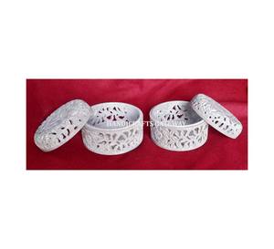 Boîtes de forme arrondie de dernière génération pour le rangement des bijoux et boîte multifonction au meilleur prix, boîtes sculptées en pierre de savon faites à la main - Product Image 1