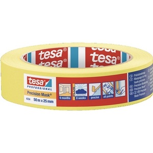 เทปกระดาษเครป TESA Precision รุ่น 4334 ยาว 50 เมตร กว้าง 25 มม. สีเหลืองเรียบ แบบม้วน แพ็ค 6 ม้วน เทปกาวสำหรับสำนักงาน - Product Image 1