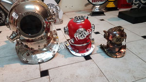 Casque de mécanique vintage artisanal de navire nautique indien ensemble de trois casques de plongée décoratifs maritimes de couleur personnalisée - Product Image 5