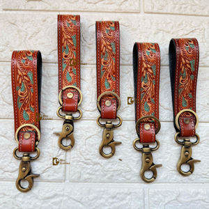 Chic Turquoise en cuir véritable RFID porte-clés élégant usiné à la main avec fonction d'arrivée accessoire de portefeuille Unique - Product Image 1