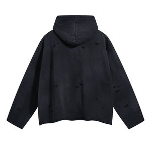 Sweat à capuche en détresse lavage acide poids lourd soleil délavé sweat à capuche hommes coton français éponge surdimensionné hommes sweats à capuche - Product Image 4