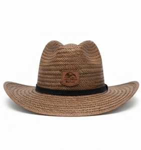 <b>Western</b> Straw Cowboy <b>Hat</b> Wide Brim Custom Logo Natural Grass Straw <b>Hat</b> Sombrero Wide Brim Unisex Beach Fishing Travel Sun <b>Hat</b> - Product Image 1
