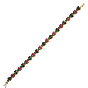 NEW 14K Solid Gold Sapphire Ruby Emerald Turquoise Bracelet Dainty Trendy Real Gold Jewelry Wholesale from Turkey Hot Sales