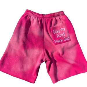 Custom <b>Men's</b> High Quality 100% Cotton Sun fade Acid Wash <b>Shorts</b> with Distress Embroidery Streetwear Style Applique <b>Patches</b> <b>Short</b> - Product Image 2