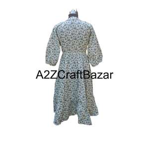 Robe mi-longue florale vintage coréenne Himanshi, en coton écologique respirant, taille naturelle, manches longues, décontractée, confortable - Product Image 6