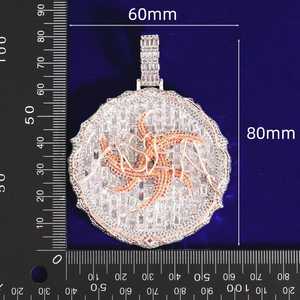 Collier Pendentif Hip Hop Glacé pour Homme, Disque 3D Micro-Pavé, Bijou Diamant Baguette Iced Out, Très Populaire - Product Image 2