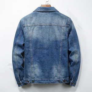 Veste en jean pour homme d'hiver, style rétro, col montant, réversible, chaude, douce, respirante, confortable, vêtement d'extérieur tendance - Product Image 2