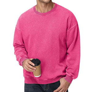 Modèle solide personnalisé taille 100% coton lavage à l'acide O cou produit professionnel bases coton mélangé sweat pour hommes - Product Image 4