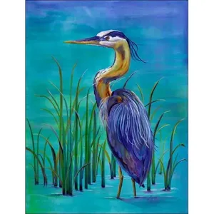 Susan Libby Wildlife Art Decor Azulejo Heron Bird Accent SLA055AT - Product Image 1