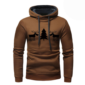 Nuevas llegadas personalizadas 100% algodón estampado informal canguro bolsillo hombres Navidad pulóver sudaderas con capucha - Product Image 1