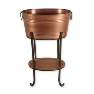 Embossed Design Copper Beverage Tub With Metal <b>Stand</b> & Tray For Ice Storage <b>Drinking</b> Home Garden Party Decorative Beverage Tub - Product Image 5