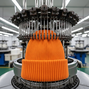 Bonnets en acrylique orange unisexe, bonnets tricotés personnalisés, bonnets d'hiver chauds, bonnets à revers unis, vente en gros, décontractés, adultes - Product Image 2