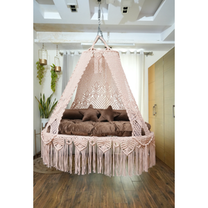 Silla Colgante de Macramé Tradicional, Muebles de Metal para Exteriores, Ideales para Dormitorio, Sala de Estar, Balcón, Decoración Bohemia - Product Image 1