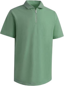 Camiseta de Manga Corta para Hombre de Alta Calidad, Tejido de Punto Sólido, 100% Algodón, Logotipo Personalizado, Diseño Antiarrugas con Cierre - Product Image 3