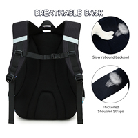 Tas Sekolah Anti Air Warna Hitam untuk Anak Usia 6-12 Tahun, Set Ransel Anak Laki-laki Motif Kartun Sepak Bola dengan Cetakan Sepak Bola, 3 Set