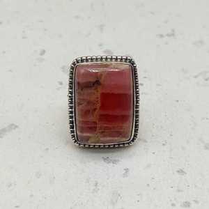 Elegant 925 Sterling <b>Silver</b> Unique Jewelry <b>Ring</b> Rectangular Rhodochrosite Gemstone <b>Statement</b> <b>Ring</b> for Weddings - Product Image 4