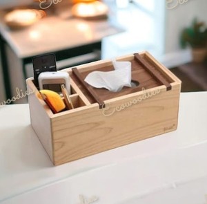 Home and Office Multifunctional Desktop Organizer Wooden Tissue Box Holder Bamboo Desk Organizer for Home Office <b>Car</b> Restaurant - Product Image 1