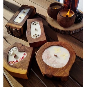 Portavelas de Madera Natural con Posavasos para Velas de Té, Decoración Navideña Hecha a Mano para el Hogar - Product Image 6