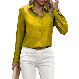 Camisa de trabajo con botones y manga larga con cuello para mujer, trabajo diario - Product Image 1