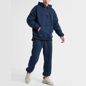 ชุดวอร์มสำหรับผู้ชายชุดวิ่งเสื้อฮู้ดแบบสวมหัวปักกางเกงซับเหงื่อคอลเลคชั่นฤดูหนาวดีไซน์ตามสั่ง - Product Image 4