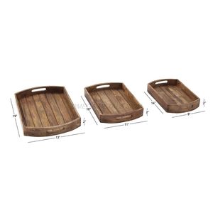 Bandeja de madera de acacia más vendida en color nogal rico con forma cuadrada elegante y superficie texturizada, ideal para uso diario - Product Image 1