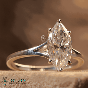 แหวนหมั้นเพชรทรงมาร์คีส์เพาะเลี้ยงในห้องปฏิบัติการ ตัวเดียว ประดับบนตัวเรือนทองคำโรสโกลด์ 14K แบบหนามเตย สำหรับผู้หญิง - Product Image 3