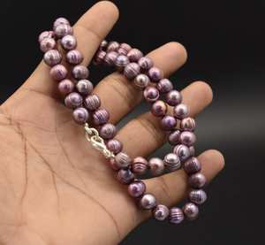 สร้อยคอลูกปัดมุกน้ำจืดสีสนิมขนาด7-8มม. สำหรับผู้หญิง - Product Image 6